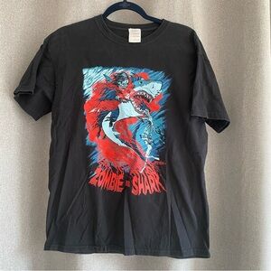 Fright Rags Zombie vs Shark Graphic Shirt, M